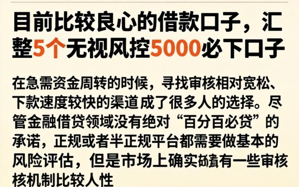 目前比较良心的借款口子，汇整5个无视风控5000必下口子