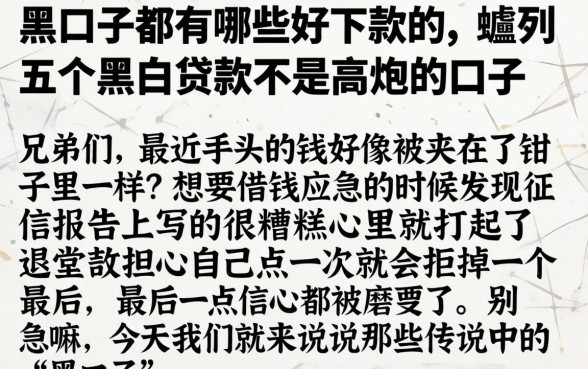 黑口子都有哪些好下款的，胪列五个黑白贷款不是高炮的口子