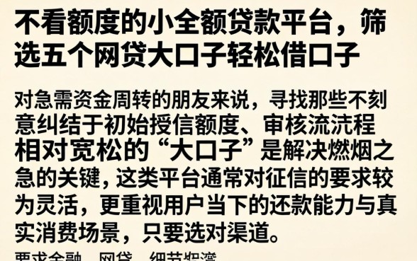 不看额度的小额贷款平台，筛选五个网贷大口子轻松借口子