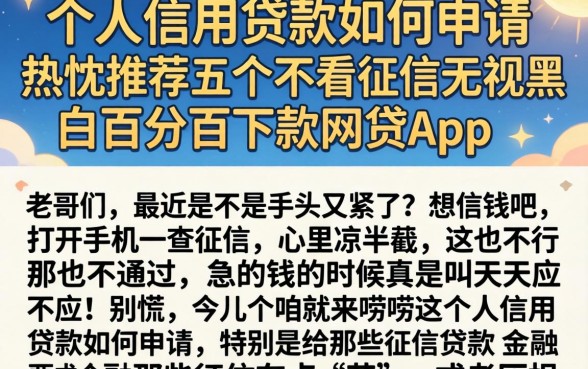 个人信用贷款如何申请，热忱推荐五个不看征信无视黑白百分百下款网贷app