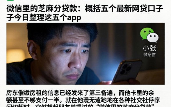 微信里的芝麻分贷款，概括五个最新网贷口子今日整理这五个app