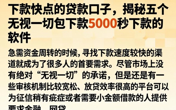 下款快点的贷款口子，揭秘五个无视一切包下款5000秒下款的软件