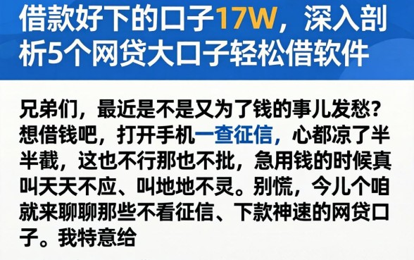 借款好下的口子17w，深入剖析5个网贷大口子轻松借软件