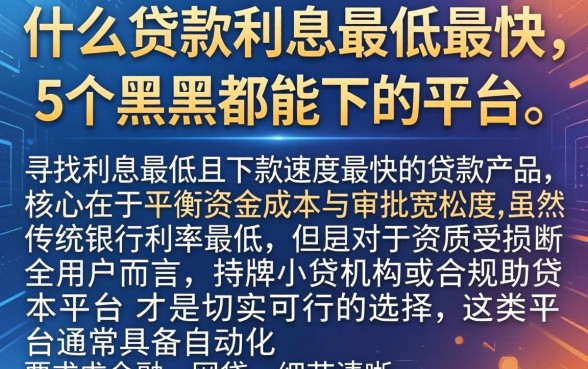 什么贷款利息最低最快，细致阐述5个黑户都能下的平台