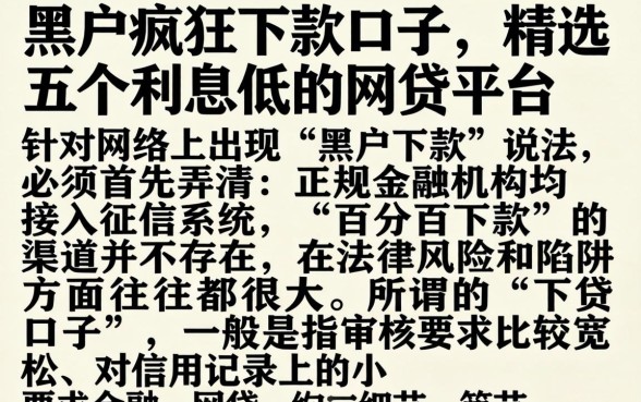 黑户疯狂下款口子,精选五个利息低的网贷平台