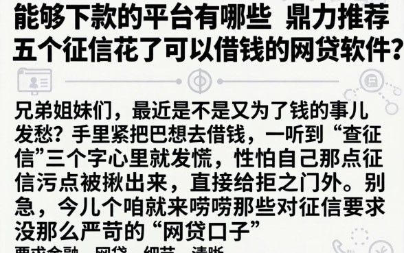 能够下款的平台有哪些，鼎力推荐五个征信花了可以借钱的网贷软件