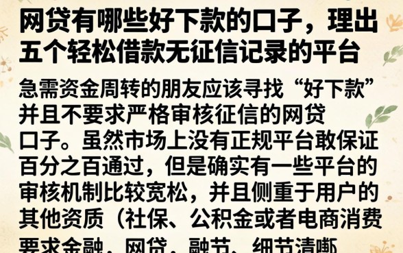 网贷有哪些好下款的口子,理出五个轻松借款无征信记录的平台