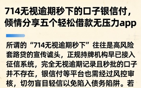 714无视逾期秒下的口子银信付，倾情分享五个轻松借款无压力app