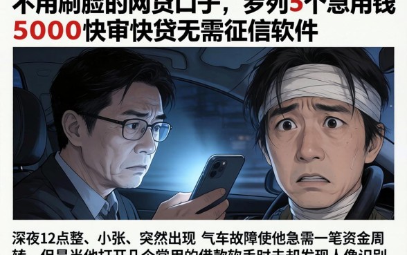 不用刷脸的网贷口子，罗列5个急用钱5000快审快贷无需征信软件