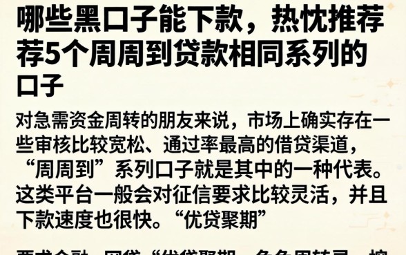 哪些黑口子能下款，热忱推荐5个周周到贷款相同系列的口子