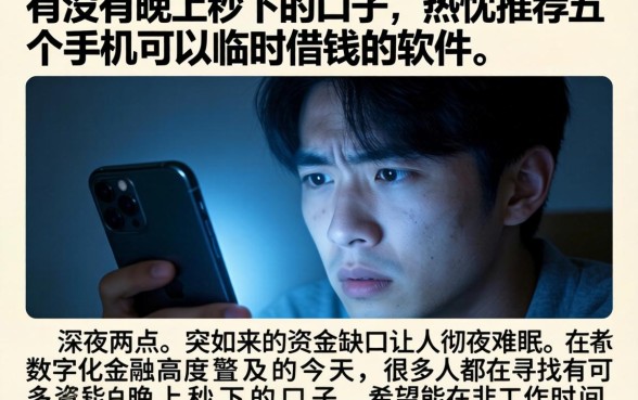 有没有晚上秒下的口子，热忱推荐五个手机可以临时借钱的软件