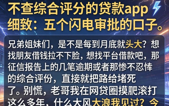 不查综合评分的贷款app，细致阐述五个闪电审批的口子