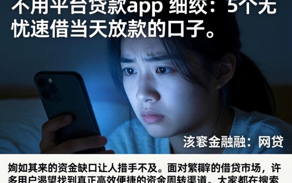 不用平台的贷款app，细致阐述5个无忧速借当天放款的口子