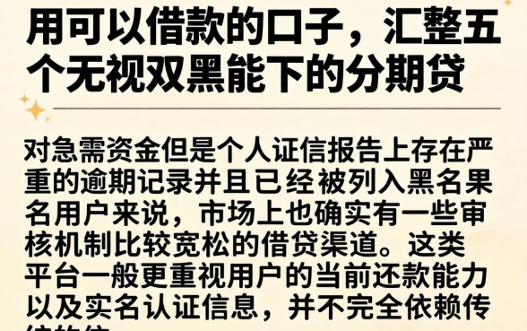 用可以借款的口子，汇整五个无视双黑能下的分期贷