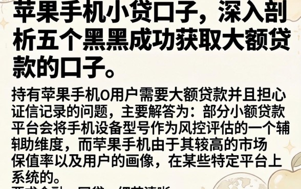苹果手机小贷口子，深入剖析五个黑户成功获取大额贷款的口子