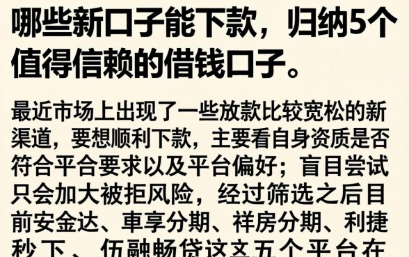 哪些新口子能下款，归纳5个值得信赖的借钱口子