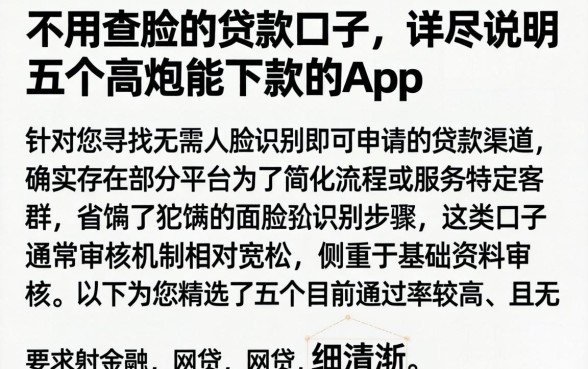 不用查脸的贷款口子，详尽说明五个高炮能下款的app