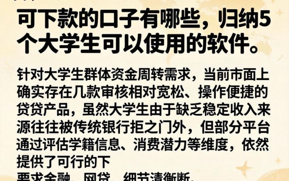 可下款的口子有哪些，归纳5个大学生可以使用的软件