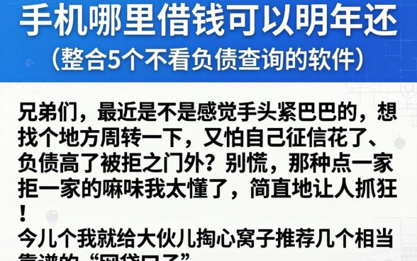在手机哪里借钱可以明年还，整合5个不看负债查询的软件