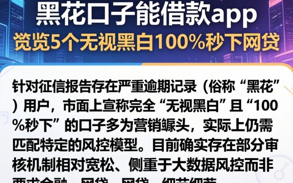 黑花口子能借款app，概览5个无视黑白100%秒下网贷