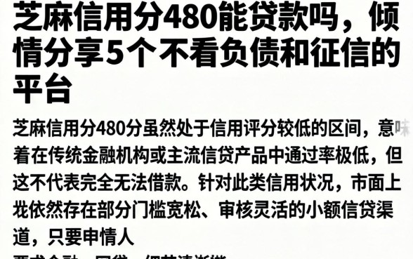 芝麻信用分480能贷款吗，倾情分享5个不看负债和征信的平台