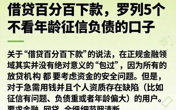 借贷百分百下款，罗列5个不看年龄征信负债的口子