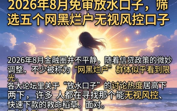 2026年8月免审放水口子，筛选五个网黑烂户无视风控口子