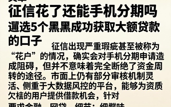 征信花了还能手机分期吗,遴选5个黑户成功获取大额贷款的口子