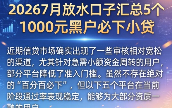 20267月放水口子，汇总5个1000元黑户必下小贷