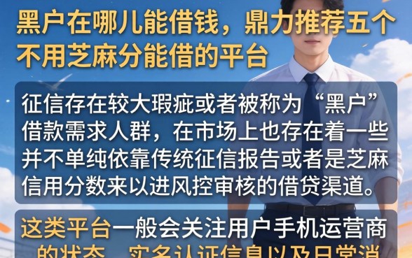 黑户在哪儿能借钱，鼎力推荐五个不用芝麻分能借的平台