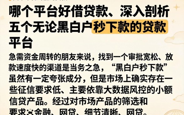 哪个平台好借贷款，深入剖析五个无论黑白户秒下款的贷款平台