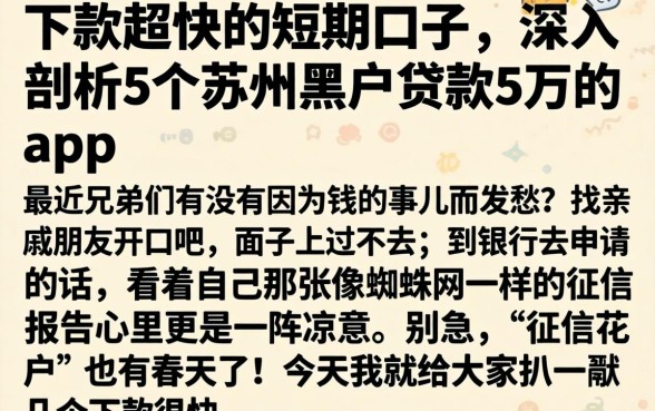 下款超快的短期口子，深入剖析5个苏州黑户贷款5万的app