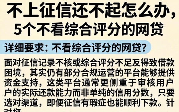 不上征信还不起怎么办，详尽说明5个不看综合评分的网贷