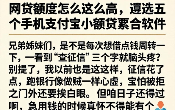 网贷额度怎么这么高，遴选五个手机支付宝小额贷款的软件