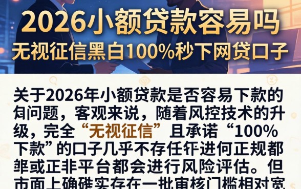2026小额贷款容易吗，陈列五个无视征信黑白100%秒下网贷口子