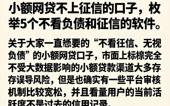 小额网贷不上征信的口子，枚举5个不看负债和征信的软件