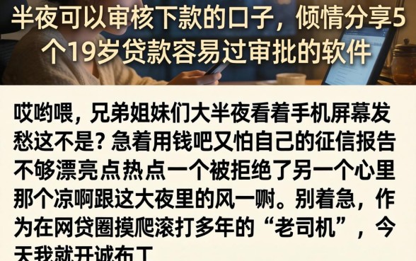 半夜可以审核下款的口子,倾情分享5个19岁贷款容易过审批的软件