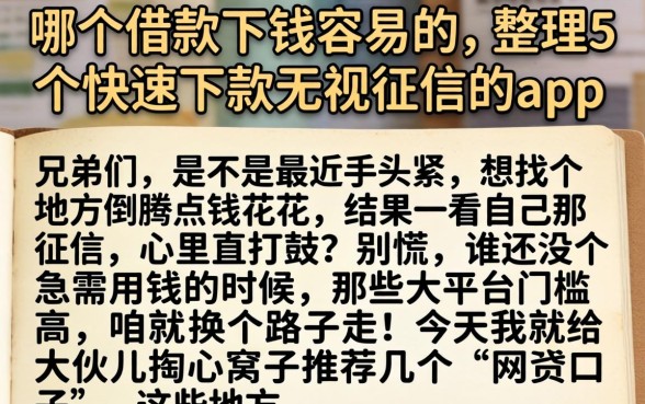 哪个借款下钱容易的，整理5个快速下款无视征信的app