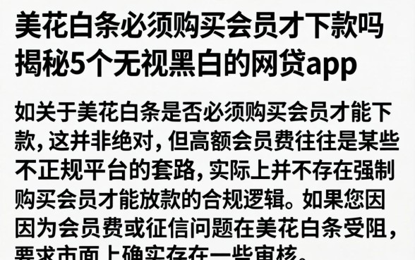 美花白条必须购买会员才下款吗，揭秘5个无视黑白的网贷app
