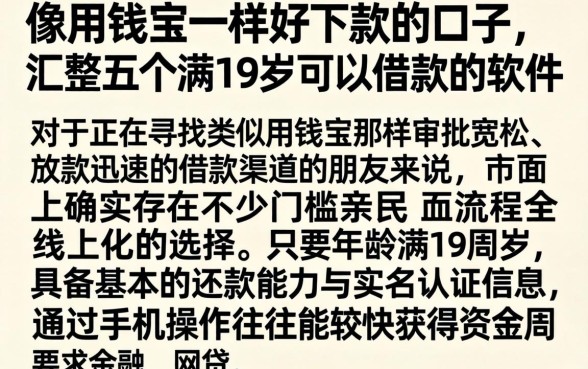 像用钱宝一样好下款的口子，汇整五个满19岁可以借款的软件