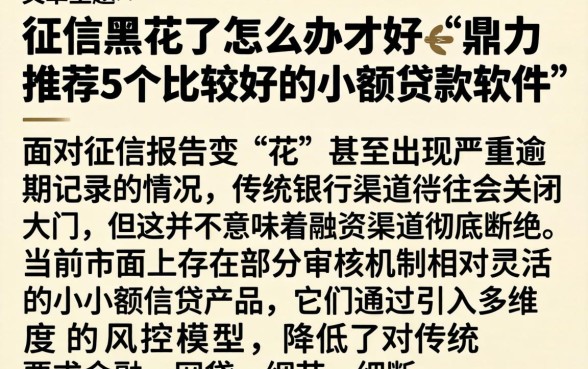 征信黑花了怎么办才好，鼎力推荐5个比较好的小额贷款软件