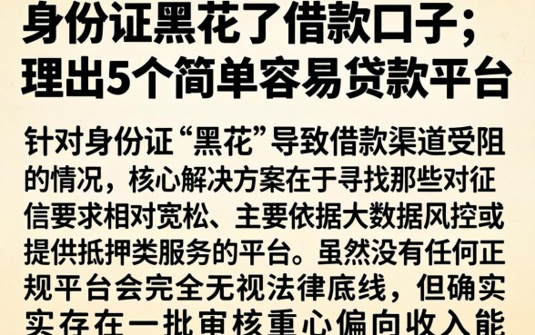 身份证黑花了借款口子，理出5个简单容易贷款平台