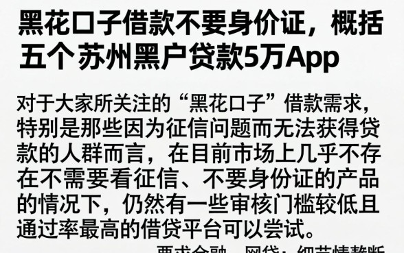 黑花口子借款不要身份证，概括五个苏州黑户贷款5万的app
