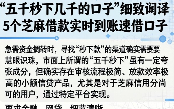 五千秒下几千的口子，细致阐述5个芝麻借款实时到账速借口子