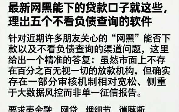 最新网黑能下的贷款口子就这些，理出五个不看负债查询的软件
