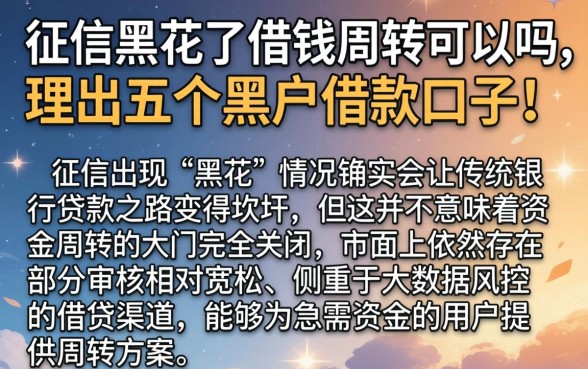 征信黑花了借钱周转可以吗，理出五个黑户借款口子