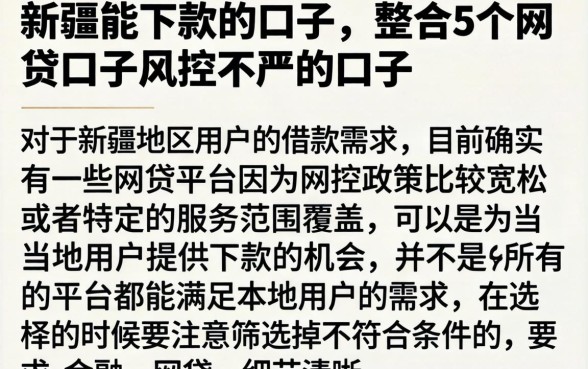 新疆能下款的口子，整合5个网贷口子风控不严的口子