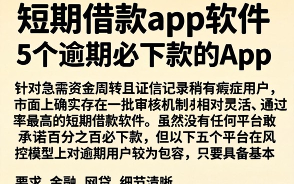 短期借款的app软件，详尽说明5个逾期必下款的app