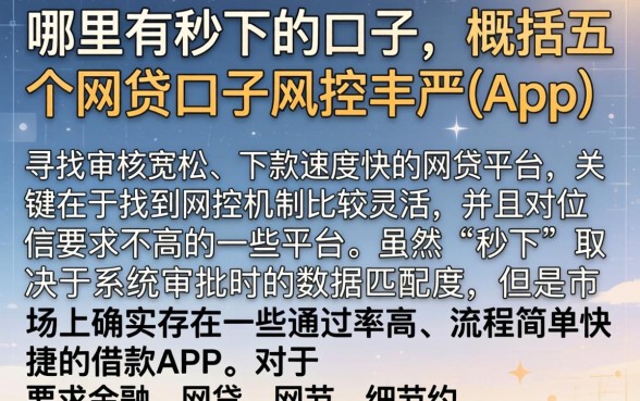 哪里有秒下的口子，概括五个网贷口子风控不严的app