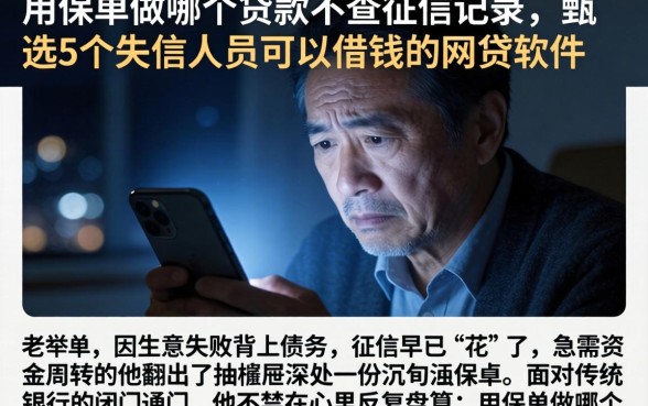 用保单做哪个贷款不查征信记录，甄选5个失信人员可以借钱的网贷软件